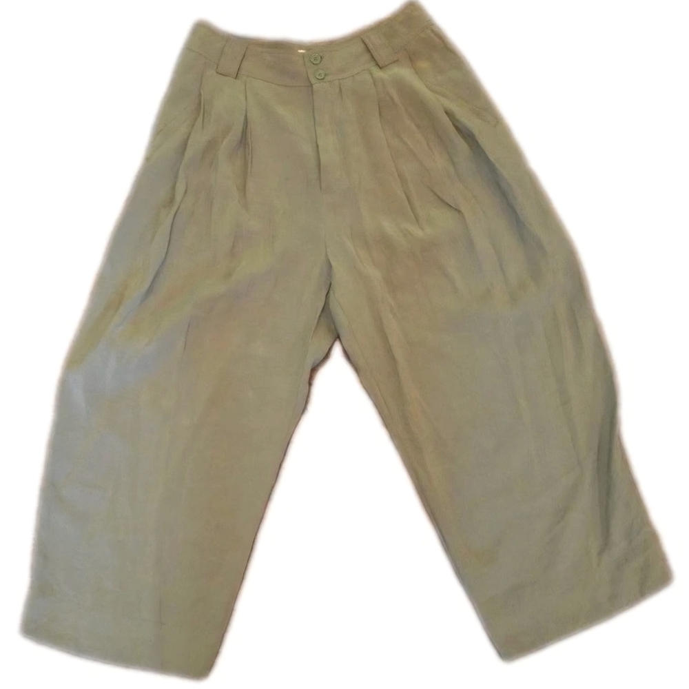 Anthropologie Pants Womens 4 Green Baggy Tapered Capri 26x22 Preppy Cottage